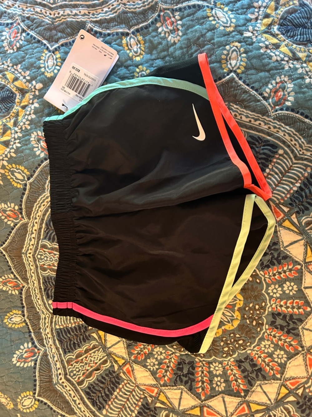 Nike Black Athletic Shorts with Neon Trim